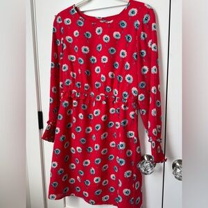 J. Crew Red Dandelion Long Sleeve Dress size 4